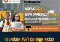 Lovedale TVET College Nsfas Application 2026/2027