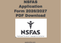 NSFAS Application Form 2026/2027 PDF Download